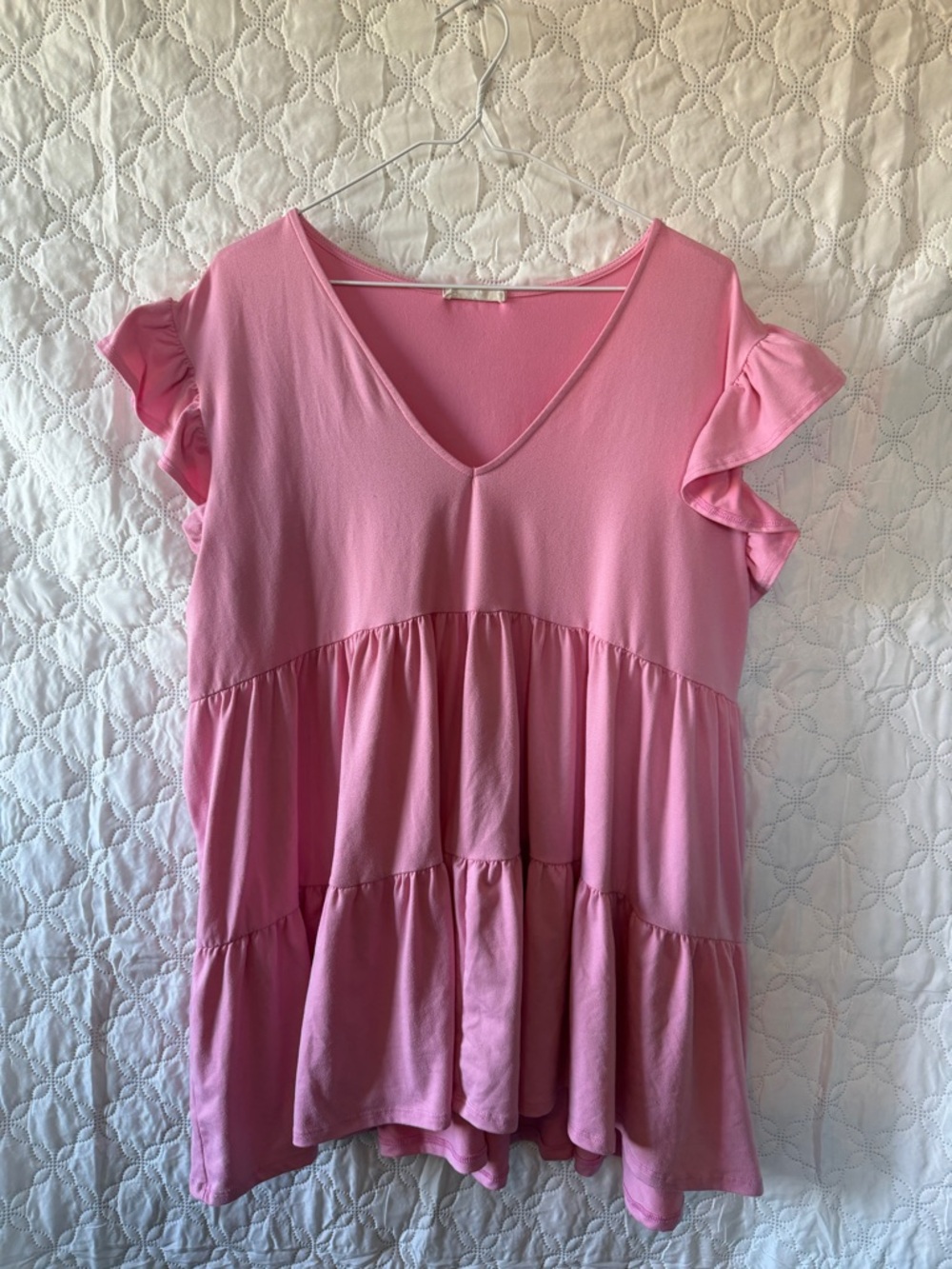 entro Pink Layered Ruffle V-Neck Top